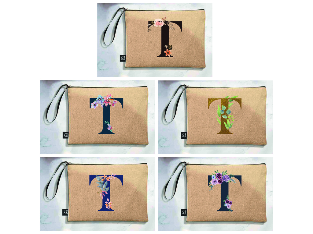 Sac à main Lettre T (Modèles variés) (25 × 18 × 1 cm)